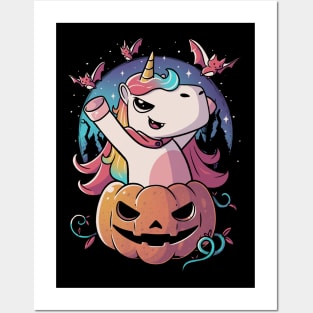 Spooky Unicorn Funny Cute Magic Halloween Posters and Art